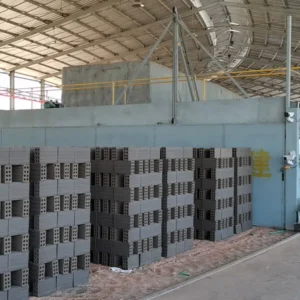 12.98 m mobile tunnel kiln with stacked bricks at the Cambodia project