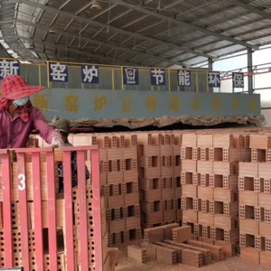 Brick handling at Cambodia Project No. 2 with a 12.98 m mobile tunnel kiln