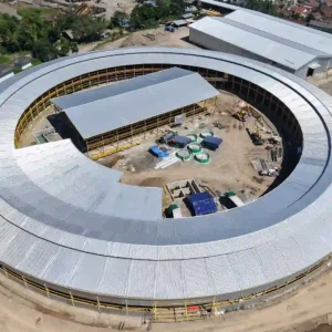 Aerial view of a 9.88 m mobile tunnel kiln project in Indonesia