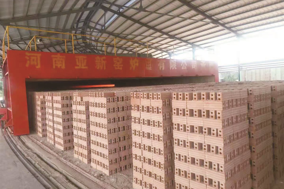 Yaxin mobile rotary tunnel kiln operating at a brick production plant