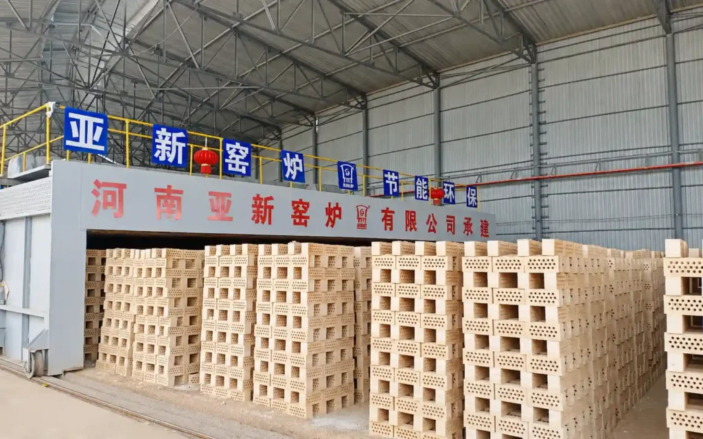 12.98 m mobile tunnel kiln project in Uzbekistan with fired red bricks