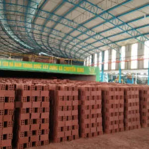 Hollow bricks at the 11.8 m mobile tunnel kiln project in Quang Binh, Vietnam